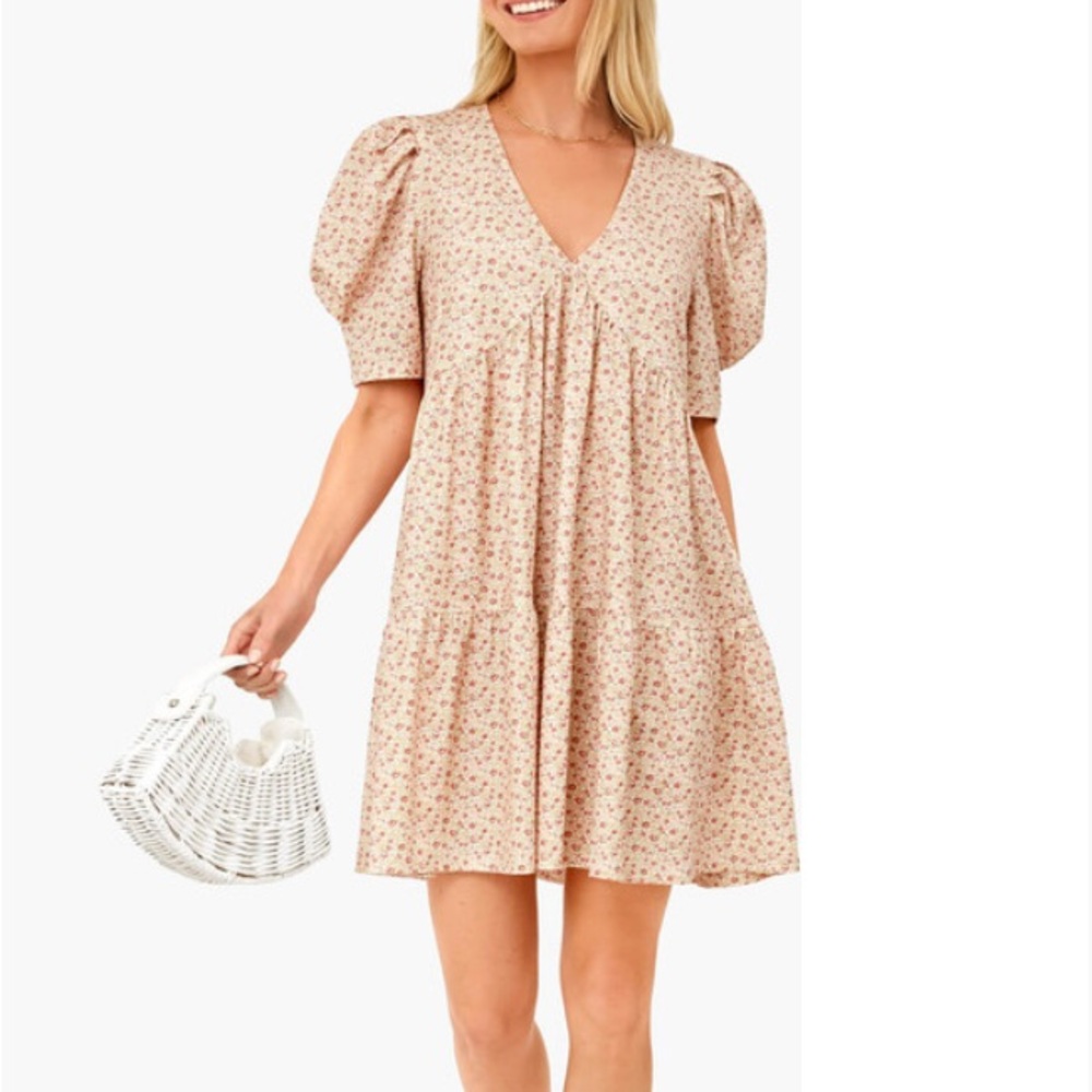 Tuckernuck Hyacinth House Floral Puff Sleeve Follie Mini Dress